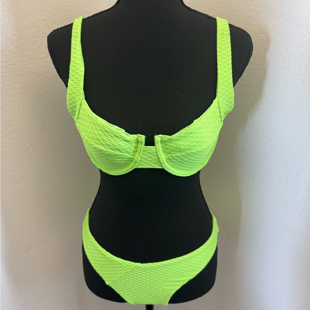 Vetchy Neon Green Textured Bikini Set